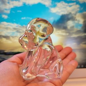 Glass Dog Figurine Duo ~ Vintage? ~ Paperweight? Cute!